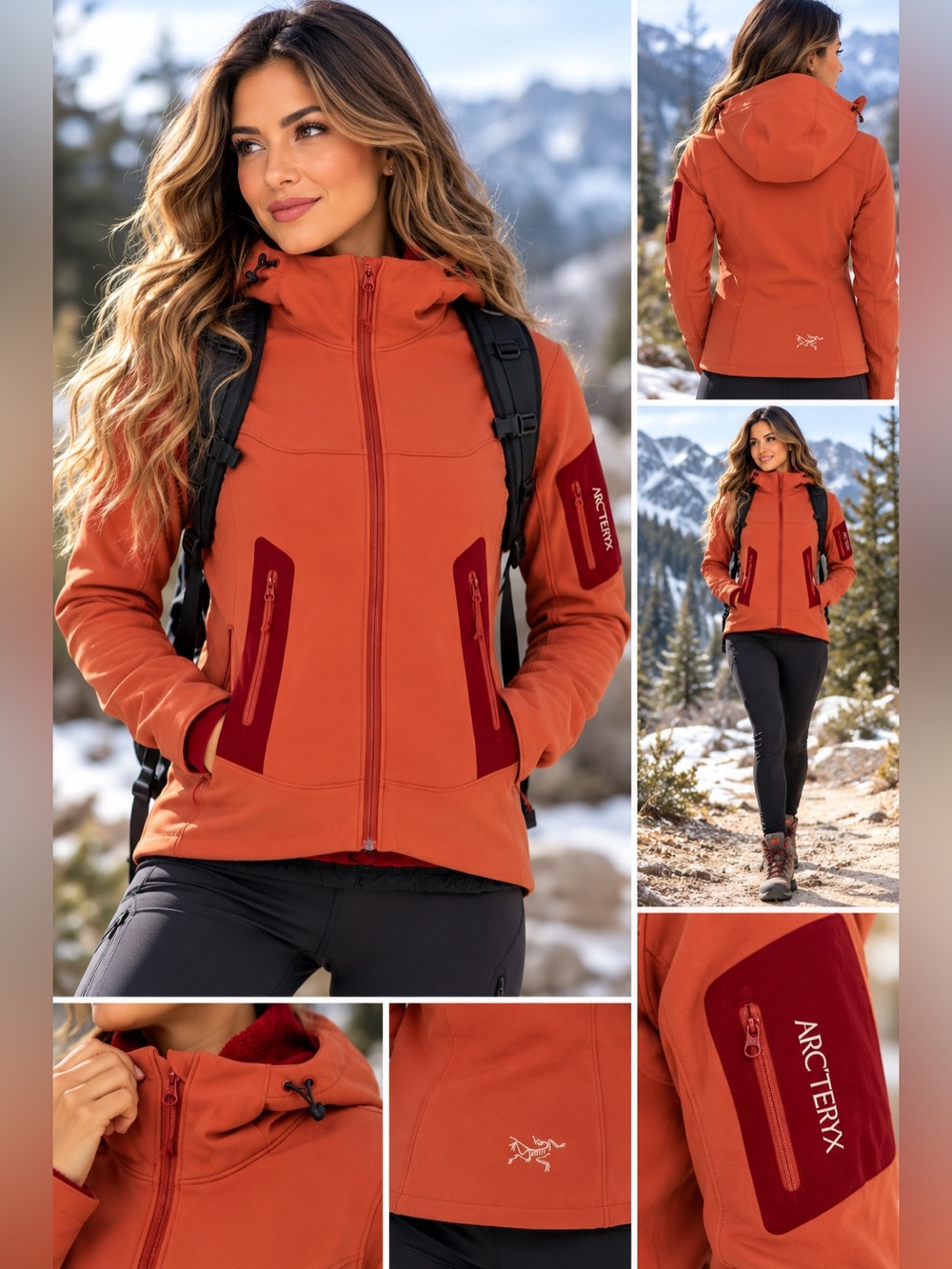 Arc’teryx Women’s Polartec Hooded Softshell Fleece Jacket Orange Red S 4-6